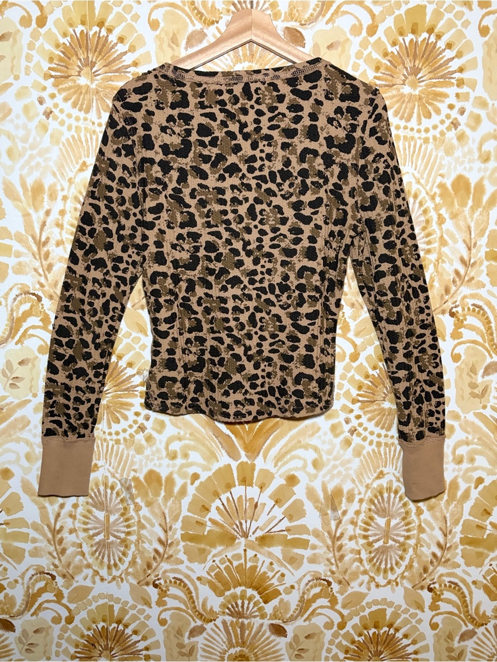 Dex Leopard Print Long Sleeve Knit Top Brown Black Animal Print Size Medium - Picture 5 of 9